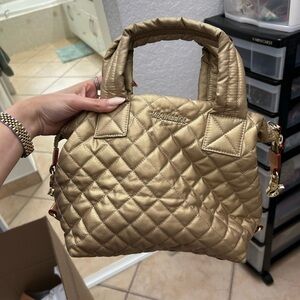 MZ Wallace Gold Quilted Crossbody Bag